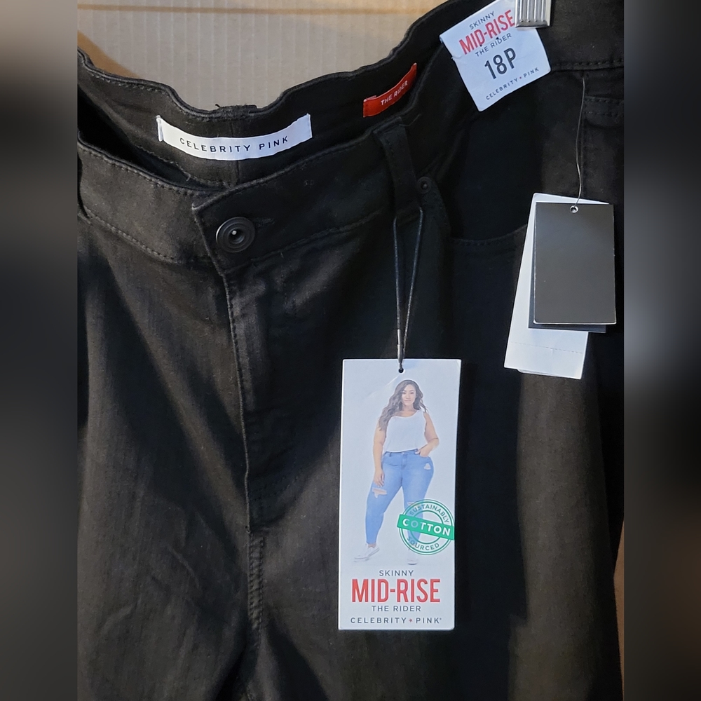 Celebrity pink Black mid rise denim size 18p NWT